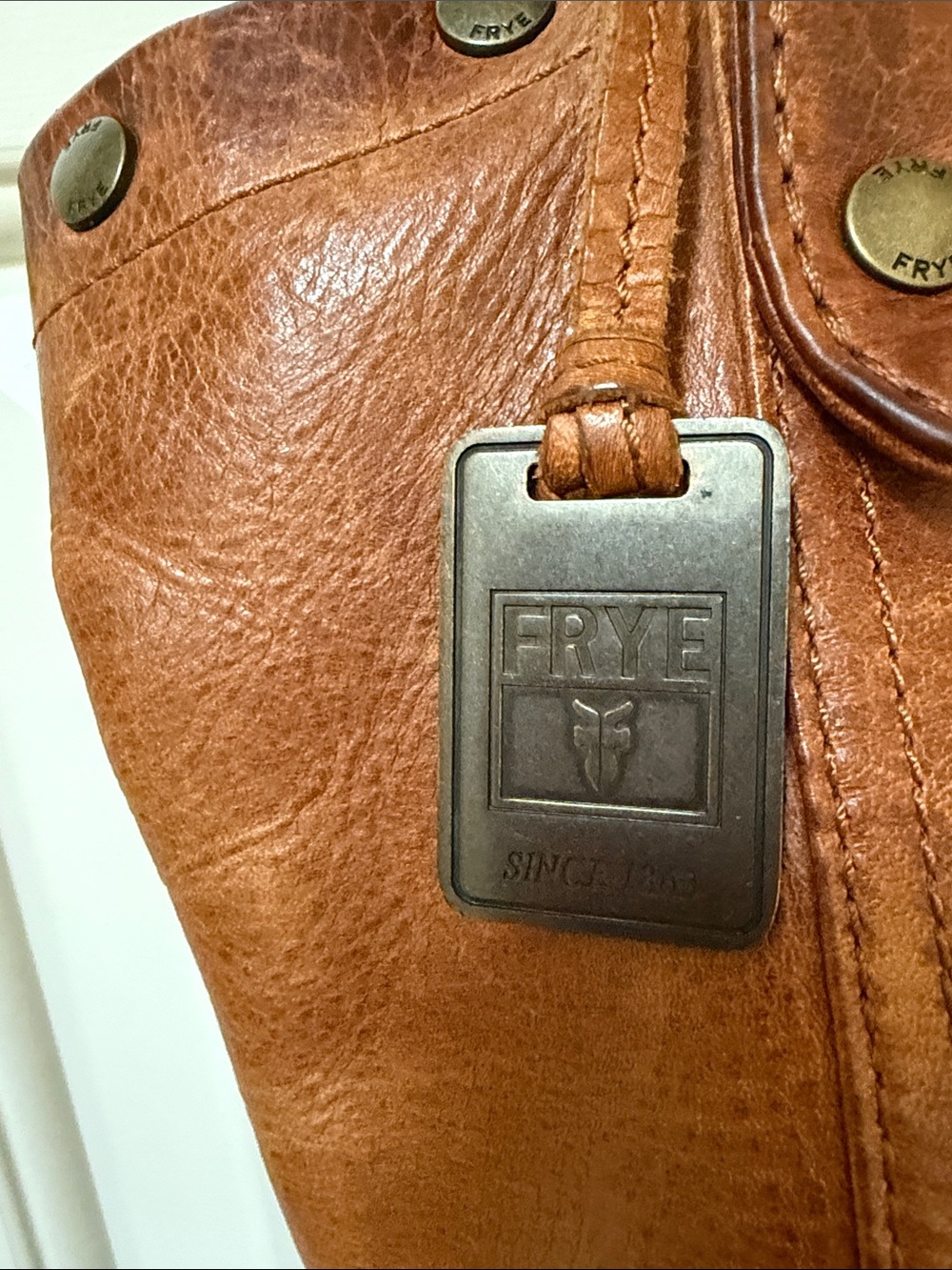 FRYE Large Melissa Leather Shoulder Oversized Tote Bag Cognac - Picture 4 of 8